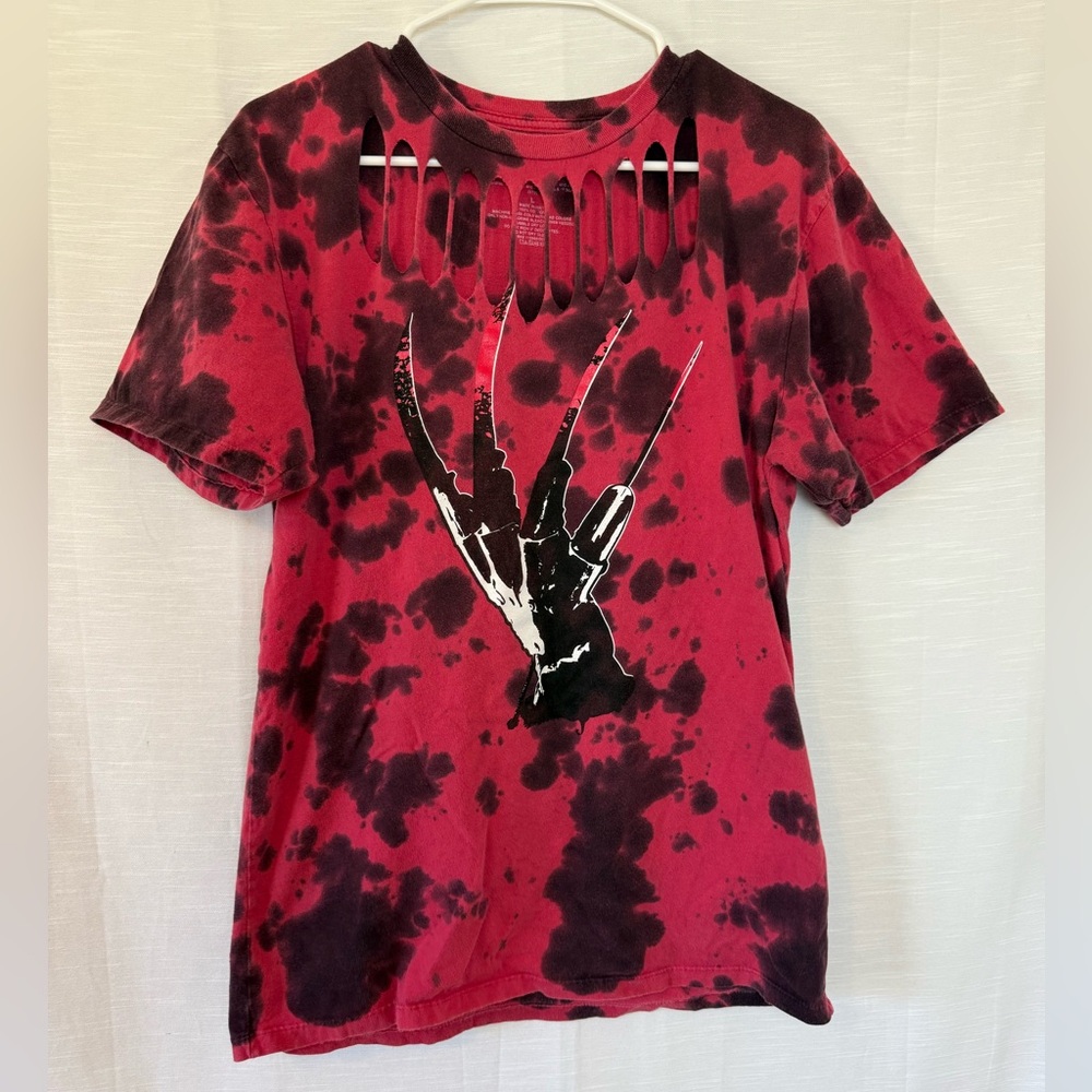 A Nightmare on Elm Street Red and Black Tie-Dye Women's Top